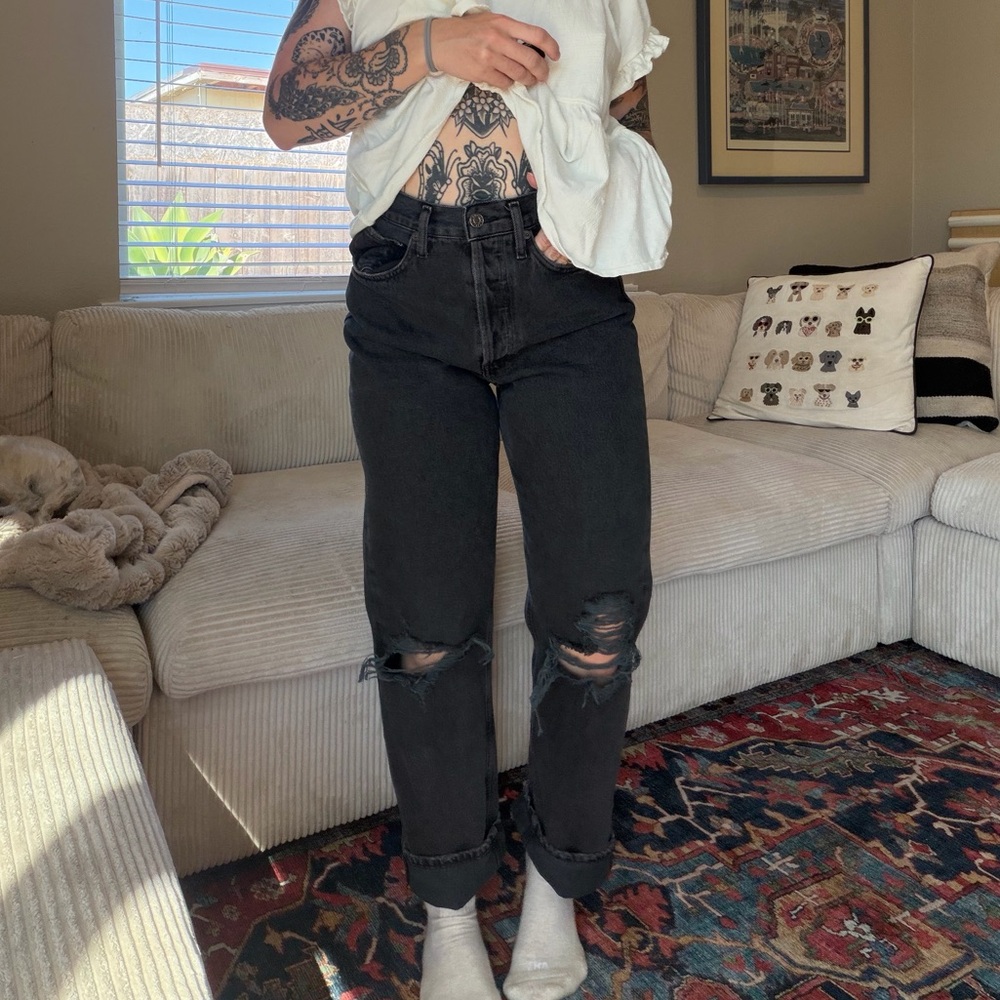 Agolde 90s straight leg high rise black jeans